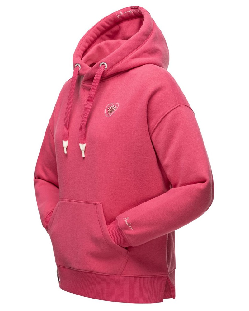 NAVAHOO Damen Kapuzensweatshirt Baumwolle pink