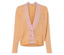 Strickjacke mit Mohair- und Alpaka-Anteil  Wolle aprikot gestreift
