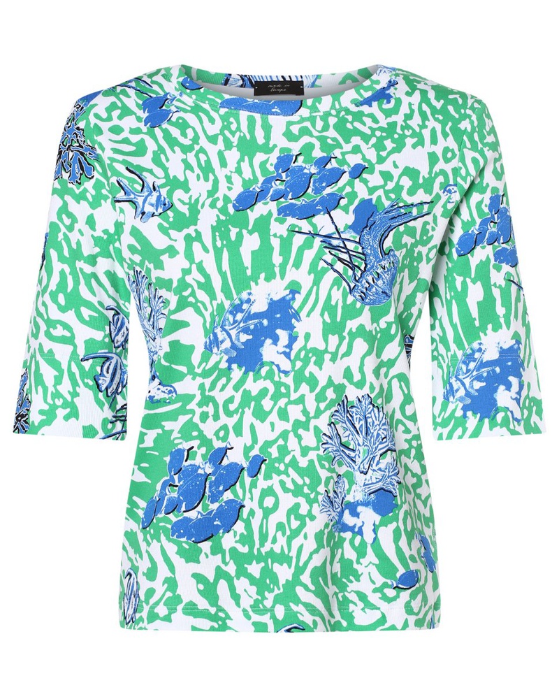 Marc Cain Damen T-Shirt Baumwolle grün gemustert
