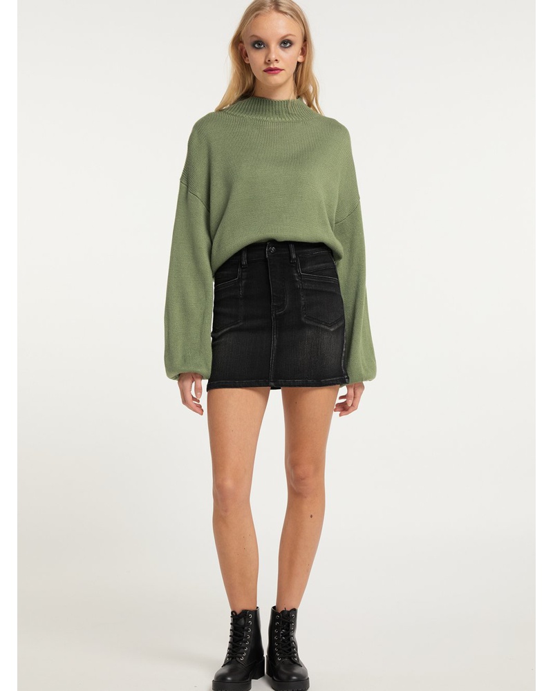 My Mo Damen Minirock Baumwolle meliert