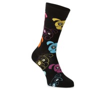 Feinstrick-Socken  Baumwolle schwarz gemustert