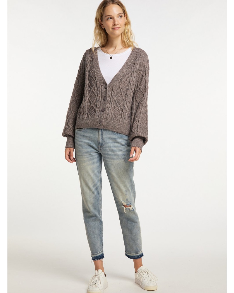 DreiMaster Damen Strickjacke schlamm
