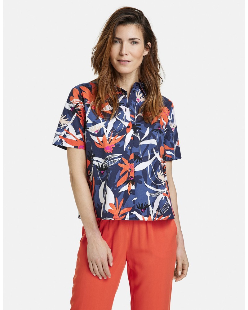 Gerry Weber Damen Baumwollbluse Baumwolle gemustert
