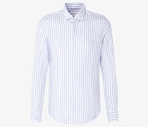 Business Hemd  Super Slim Fit Leinen hell gestreift