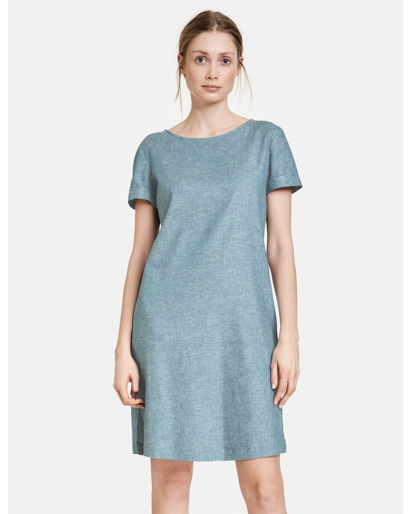 Taifun Damen Sommerkleid Leinen medium stone meliert