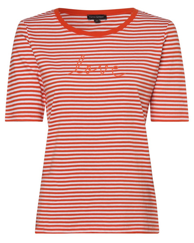 Franco Callegari Damen T-Shirt Baumwolle koralle gestreift