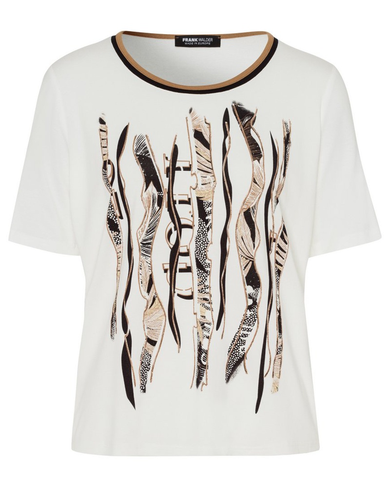 Frank Walder Damen Shirt Viskose braun gemustert