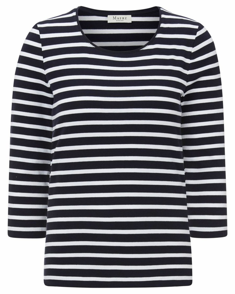 Maerz Damen Shirt Baumwolle marine gestreift