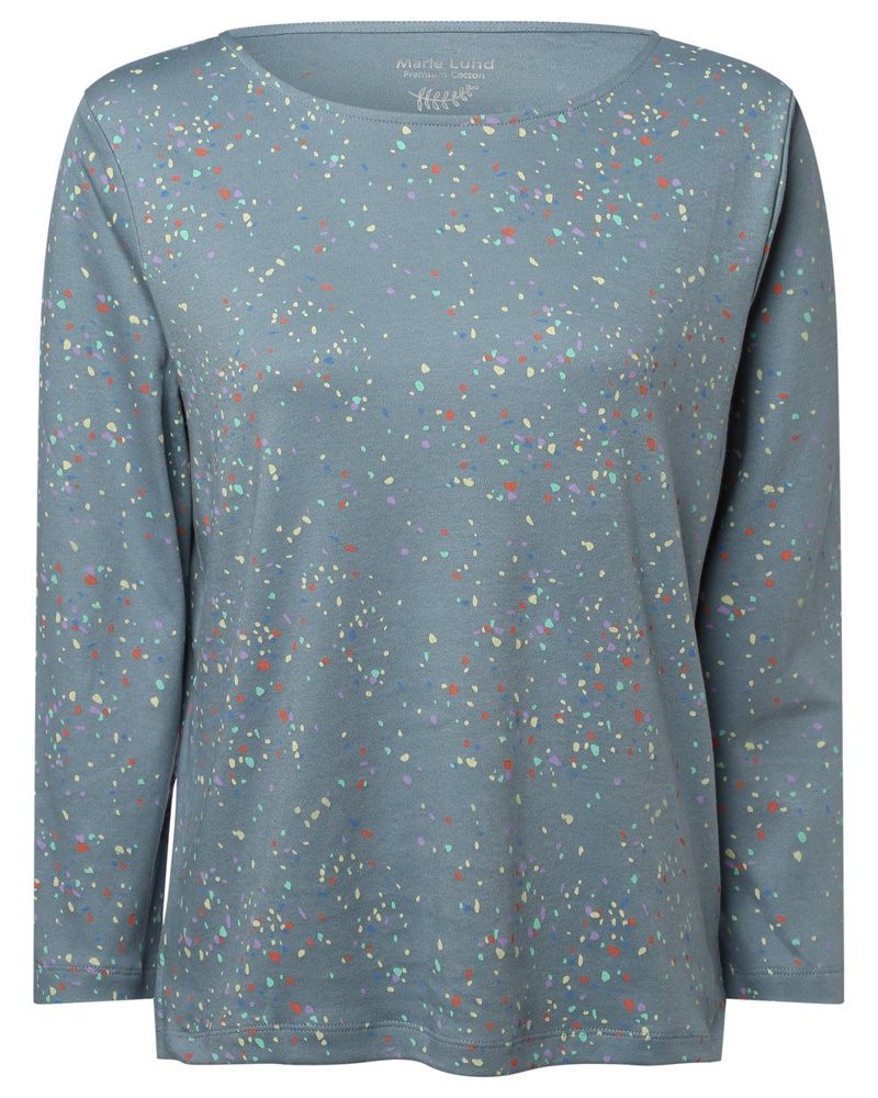 Marie Lund Damen Shirt Baumwolle indigo gemustert