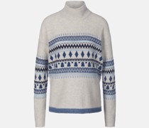 Strickpullover  Wolle blau gemustert