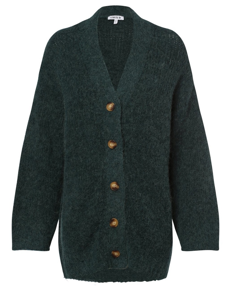 EDITED Damen Strickjacke mit Alpaka-Anteil Wolle tanne EDITED Damen Strickjacke mit Alpaka-Anteil Wolle tanne