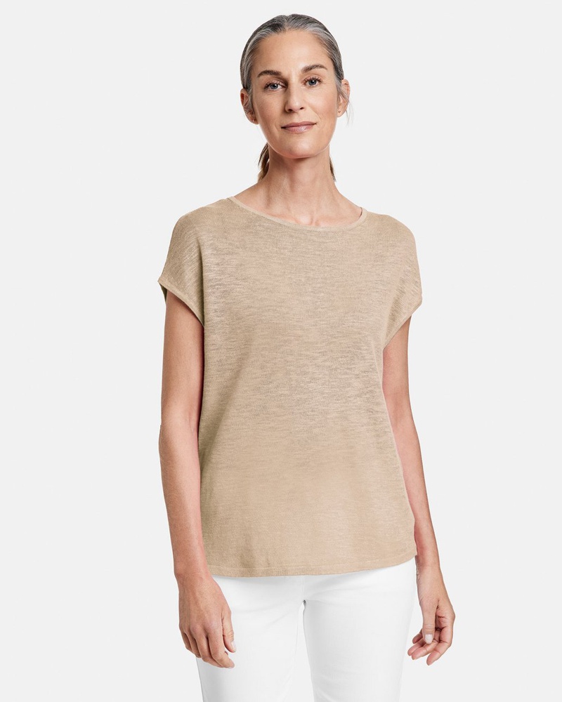 Gerry Weber Damen Pullunder Leinen sand