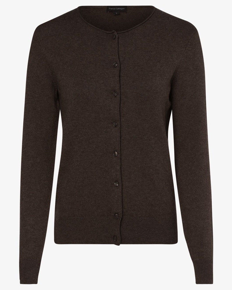 Franco Callegari Damen Strickjacke mit Cashmere-Anteil Feinstrick taupe meliert