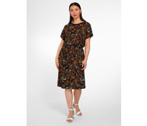 Midikleid  Viskose schwarz gemustert
