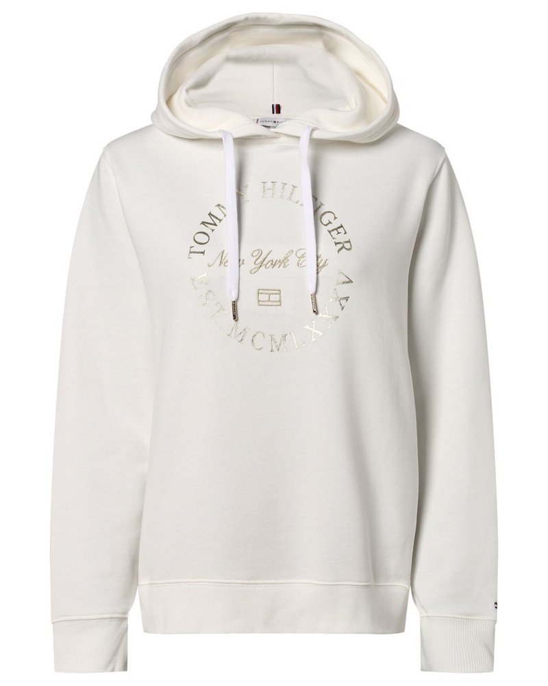 Tommy Hilfiger Damen Kapuzenpullover Baumwolle ecru bedruckt