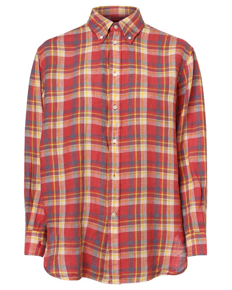 Ralph Lauren Damen Leinenbluse rot kariert