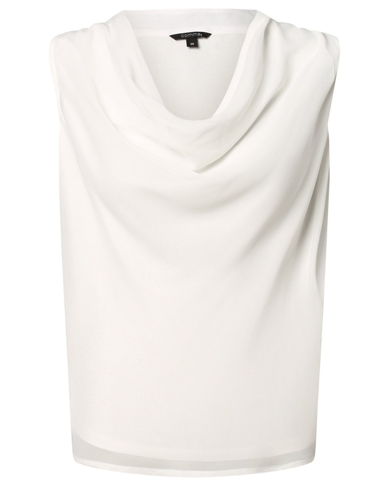 COMMA Damen Blusentop Chiffon ecru
