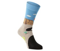 Feinstrick-Socken Damen beige gemustert