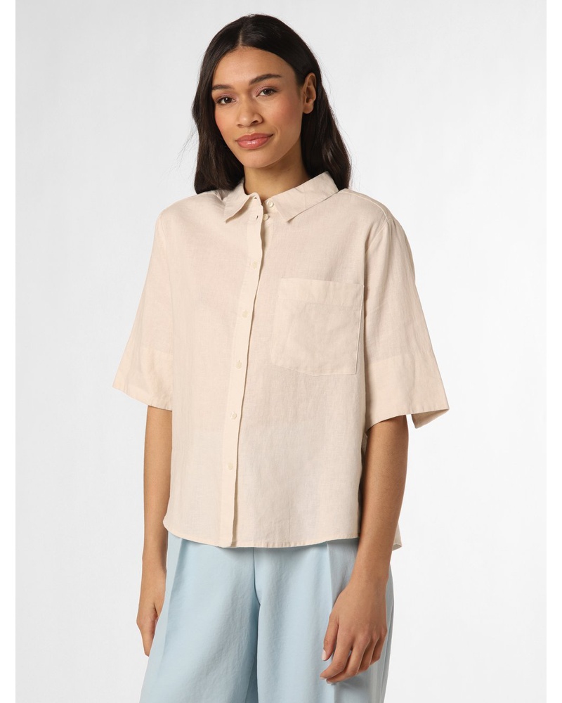 Marie Lund Damen Bluse mit Leinen-Anteil sand