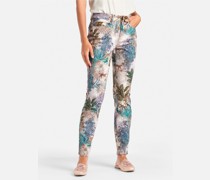 5-Pocket Jeans  Baumwolle türkis gemustert