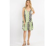 Minikleid mit Schlangenprint  grün gemustert
