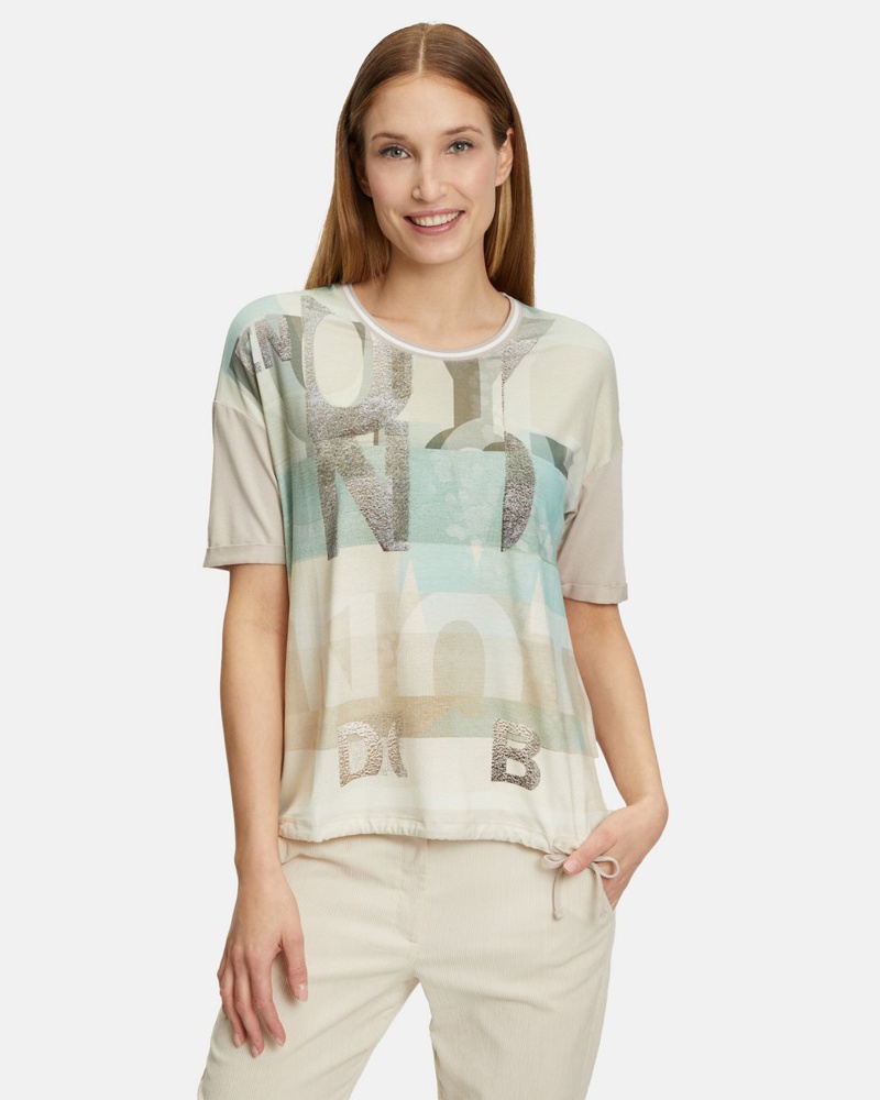 Betty Barclay Damen Casual-Shirt Viskose türkis gemustert