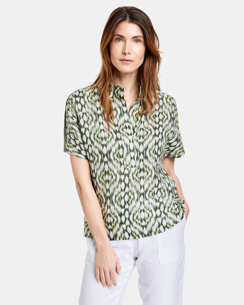 Gerry Weber Damen Blusenshirt Leinen gemustert