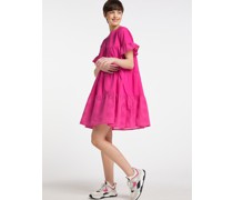 Kleid mit Lochspitze  Baumwolle pink