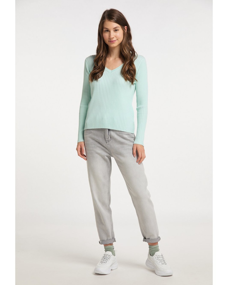 My Mo Damen Strickpullover Viskose hell