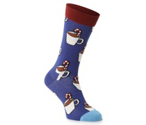 Feinstrick-Socken  royal gemustert