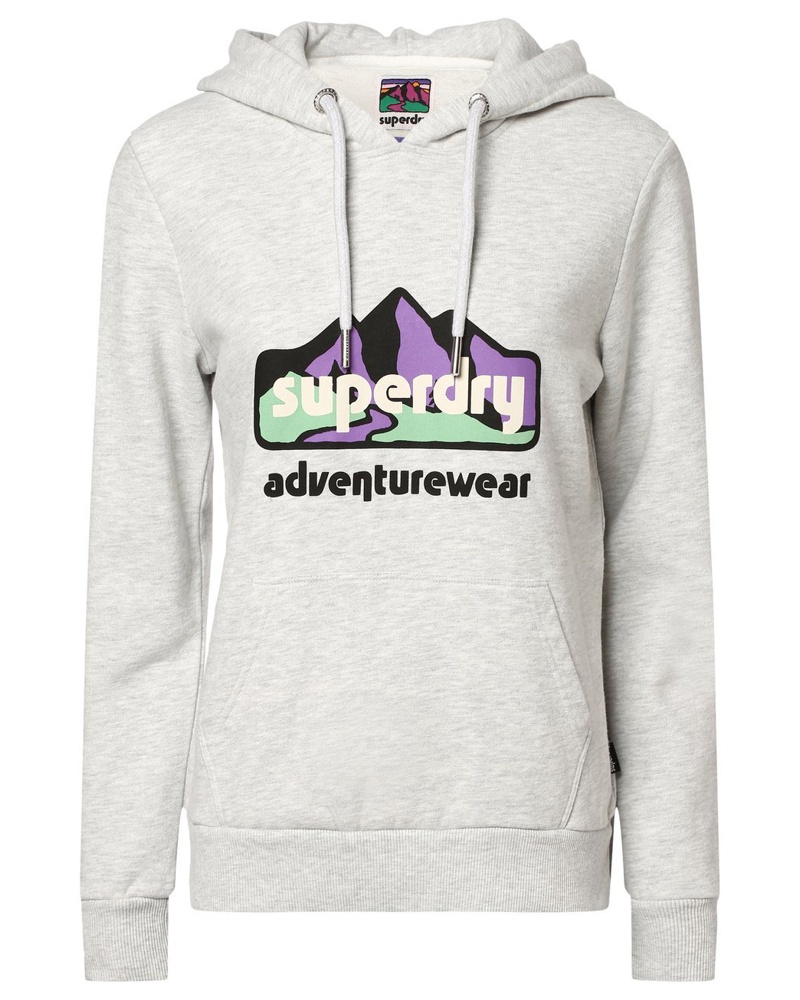Superdry. Damen Kapuzenpullover Baumwolle hell bedruckt