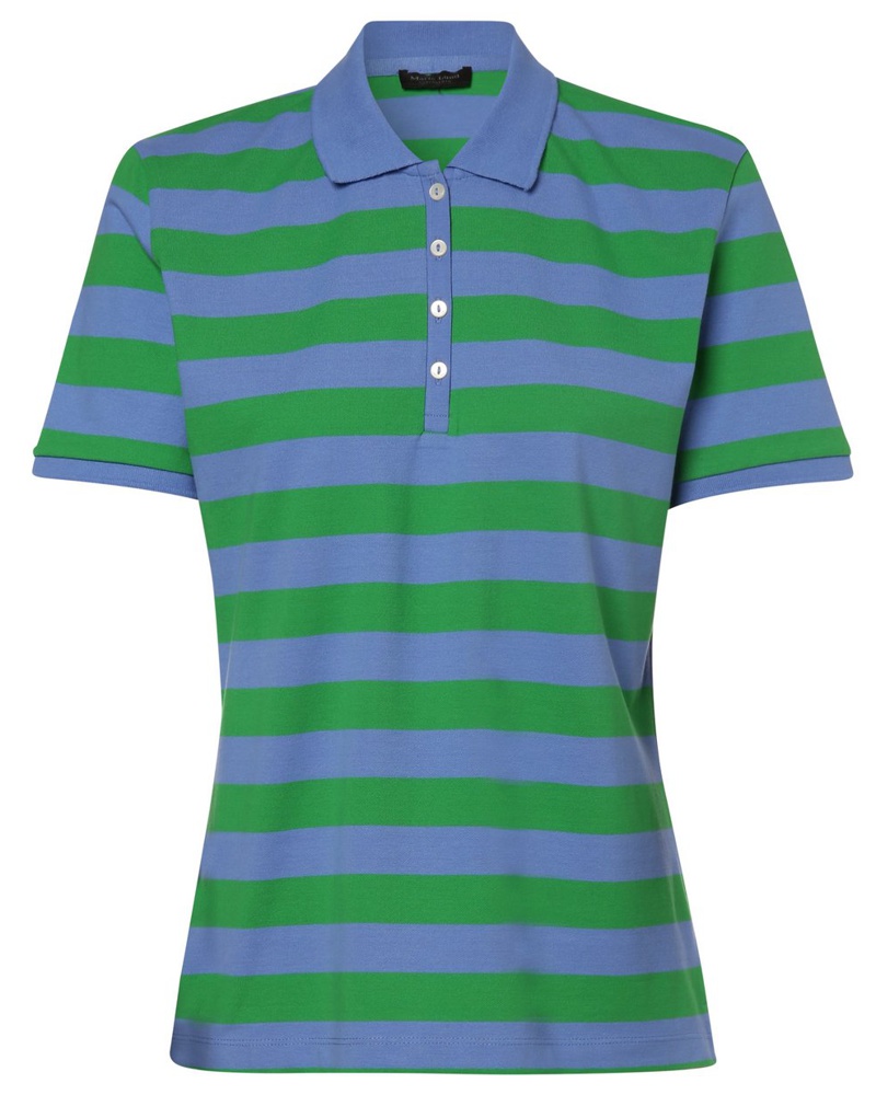 Marie Lund Damen Poloshirt Baumwolle blau gestreift