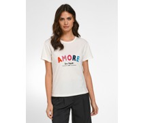 Rundhalsshirt  Baumwolle ecru bedruckt