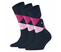 Socken 3er Pack  Baumwolle  kariert