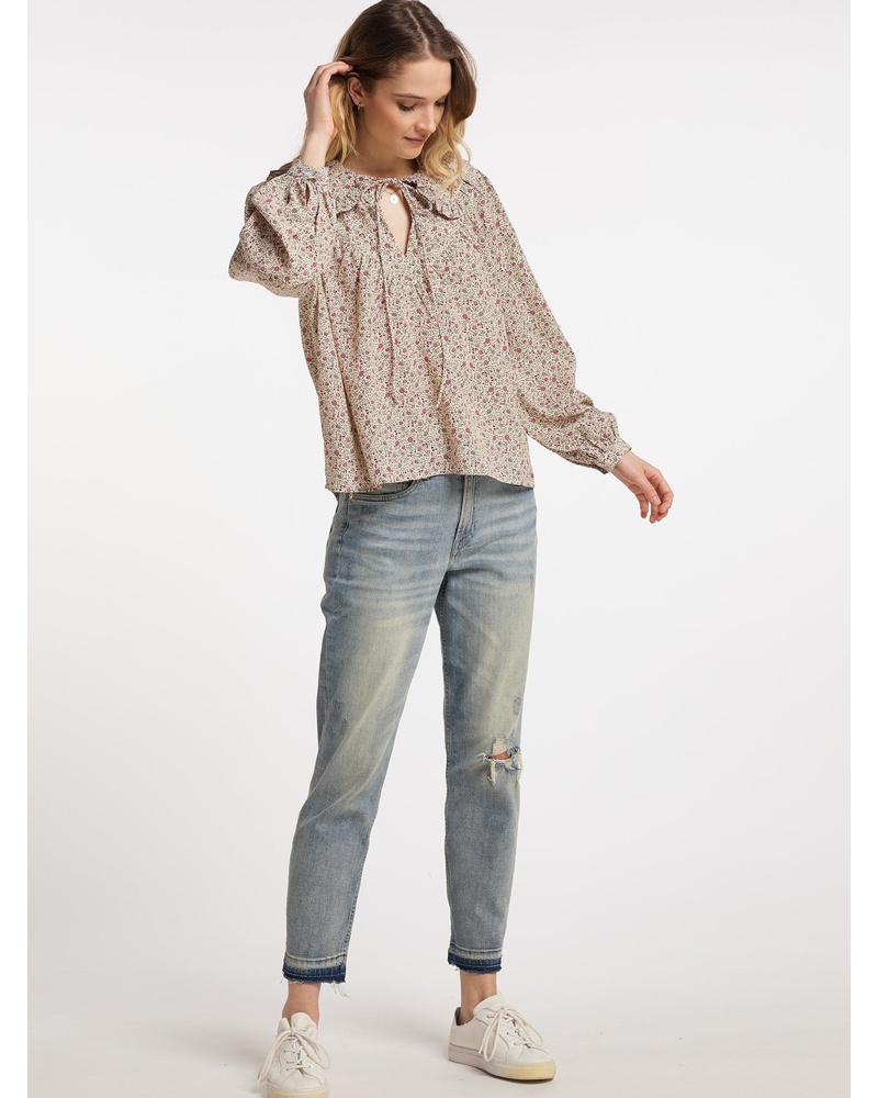 DreiMaster Damen Blusenshirt kitt bedruckt