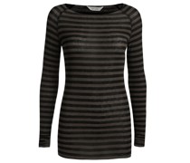 Langarmshirt  Viskose oliv gestreift