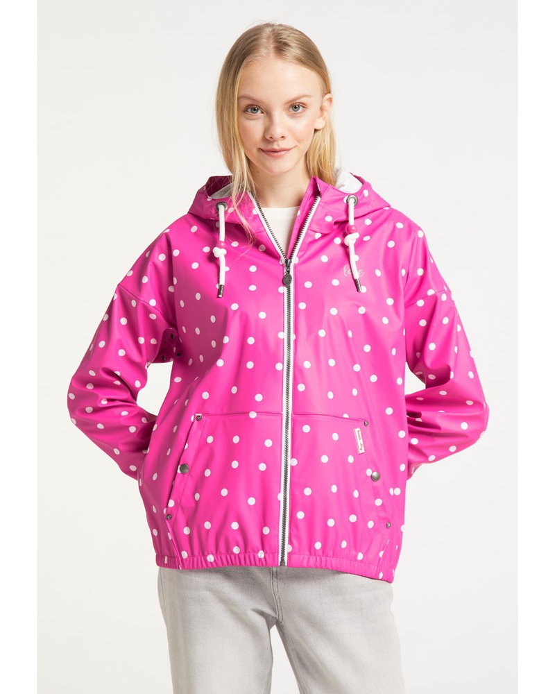 My Mo Damen Regenjacke pink gepunktet