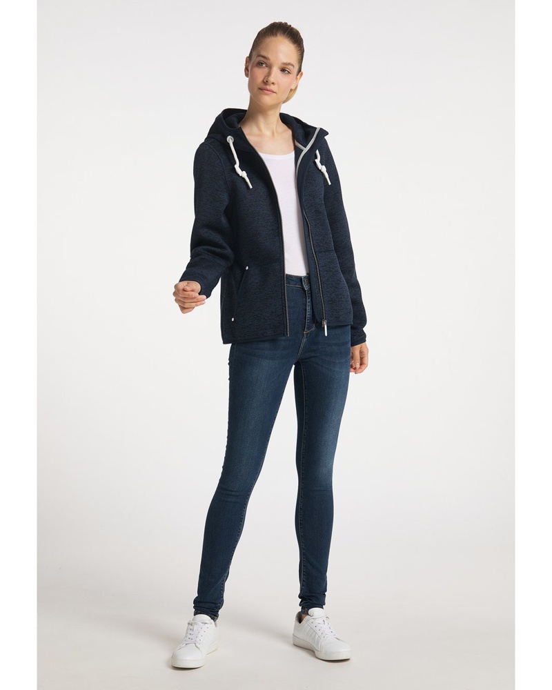 IceBound Damen Strickfleecejacke marine meliert