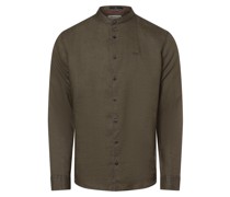 Leinenhemd  Regular Fit khaki Stehkragen