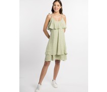 Kleid mit Volant   gemustert