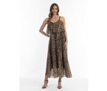 Maxikleid mit Schlangenprint  camel gemustert