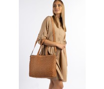 Shopper aus Leder  camel gemustert