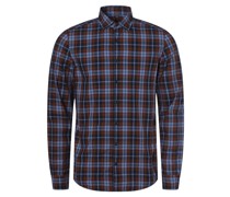 Hemd  Slim Fit Baumwolle blau kariert Kent