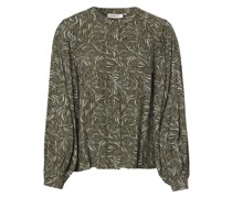 Bluse  Viskose oliv gemustert