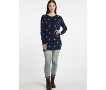 Strickjacke mit Stickerei  Polyamid marine gemustert