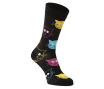 Feinstrick-Socken  schwarz gemustert
