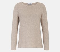 Strickrundhalspullov  Baumwolle sand meliert
