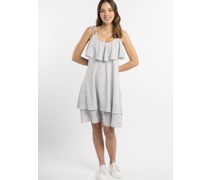 Kleid mit Volant  hell gemustert