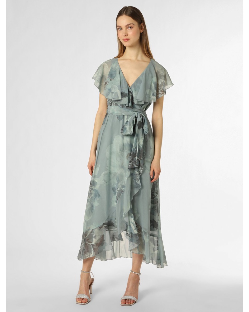 APRIORI Damen Abendkleid aqua gemustert