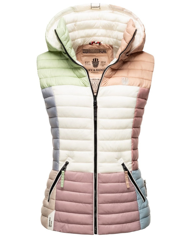 NAVAHOO Damen Steppweste rosa gemustert